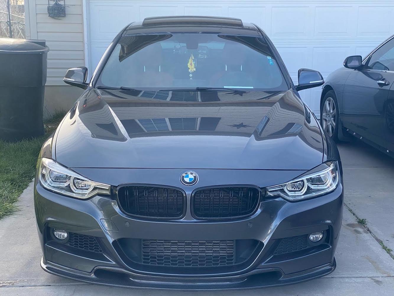 BM F30 3-Series V Style Front Lip spoiler – Gloss Black (Non oem) - Image 2