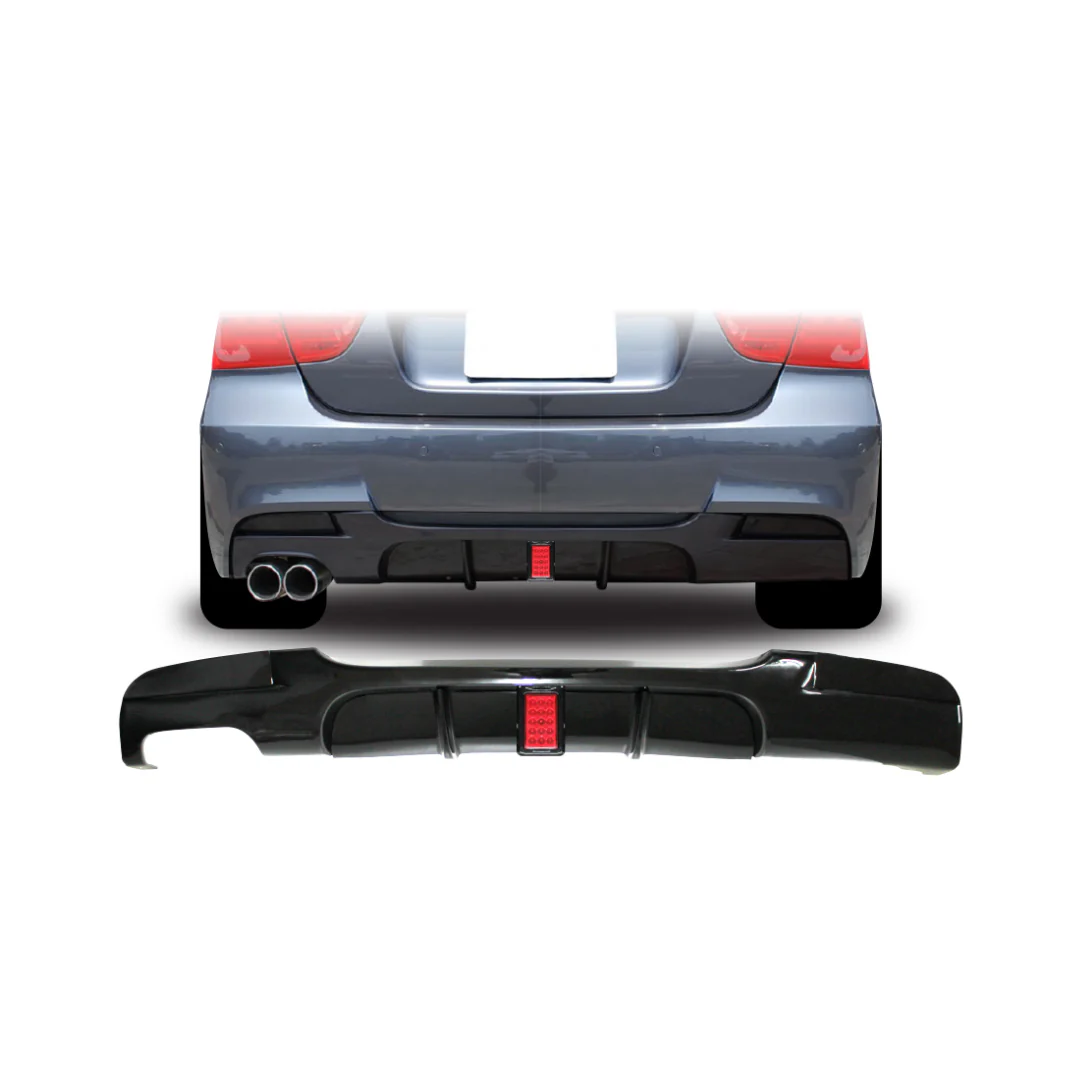 BM E90 SINGLE EXHAUST EXIT F1 INSPIRED L.E.D RAIN LIGHT GLOSS BLACK REAR DIFFUSER (non oem) - Image 2