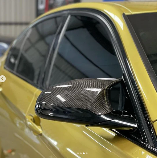 BM F80/F82/F83 M3/M4 STYLE CARBON FIBRE STICK ON MIRROR COVERS (non oem) - Image 2